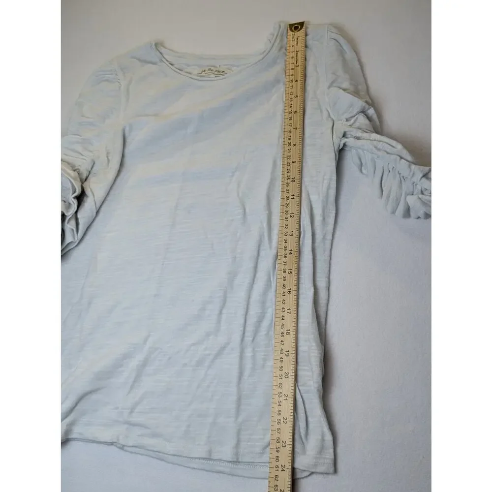 Free People Natasha T-shirt Long Sleeve Rouched Sleeves Off White Size Large